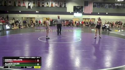 JV-1 lbs Round 2 - Andrea Williams, Cedar Falls vs Allison Sauer, Southeast Polk