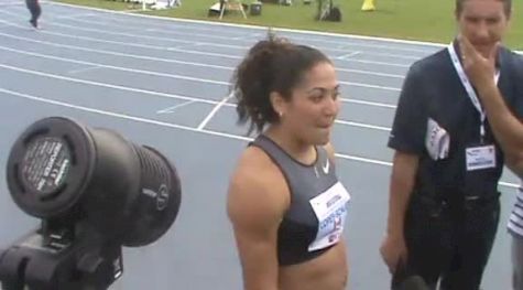 Priscilla Lopes-Schliep jubilant after setting 100h record 2012 Donovan Bailey Invitational