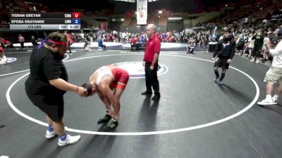 175 lbs Tigran Greyan, TCWA - Tri-Counties Wrestling Association vs Efosa Osayande, LAWA - Los Angles Wrestling Association