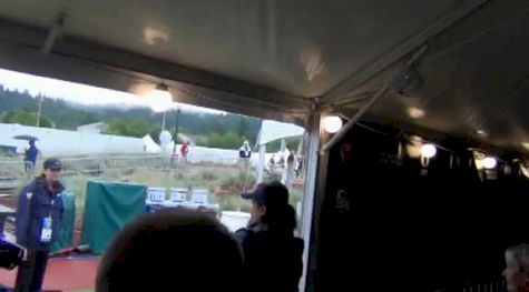 Media surrounding Lolo Jones after 100 hurdles prelim at 2012 U.S. Olympic Trials