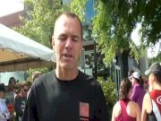 Joan Benoit-Samuelson runs with her fans to celebrate Title IX in Eugene