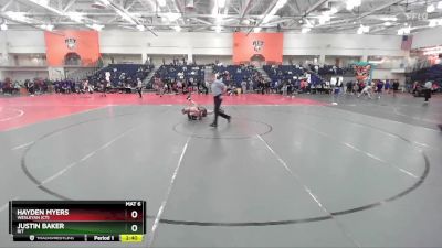 141 lbs Champ. Round 2 - Hayden Myers, Wesleyan (CT) vs Justin Baker, RIT