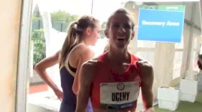 Morgan Uceny and Anna Pierce quick  2012 Eugene Olympic Tream Trials [#Day 6 Interview]