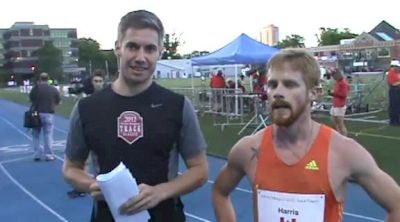 Geoff Harris after the 800 victory at 2012 Aileen Meagher Track Classic