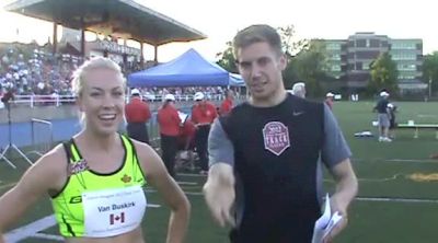 Kate Van Buskirk happy camper after 1500 win at 2012 Aileen Meagher Track Classic