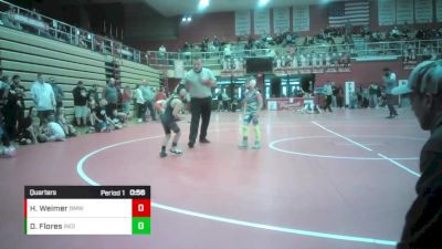 8U - 53 lbs Quarters - Hunter Weimer, Beast Mode Wrestling Club vs Dominic Flores, Indiana