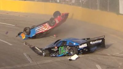 Limited Late Model Flips After Contact At Berlin Raceway