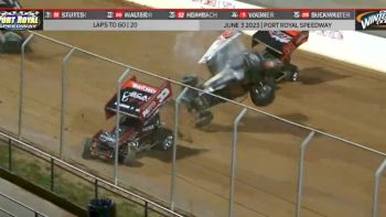 Leaders Tangle, Set Off Wild Chain-Reaction Crash At Port Royal Speedway