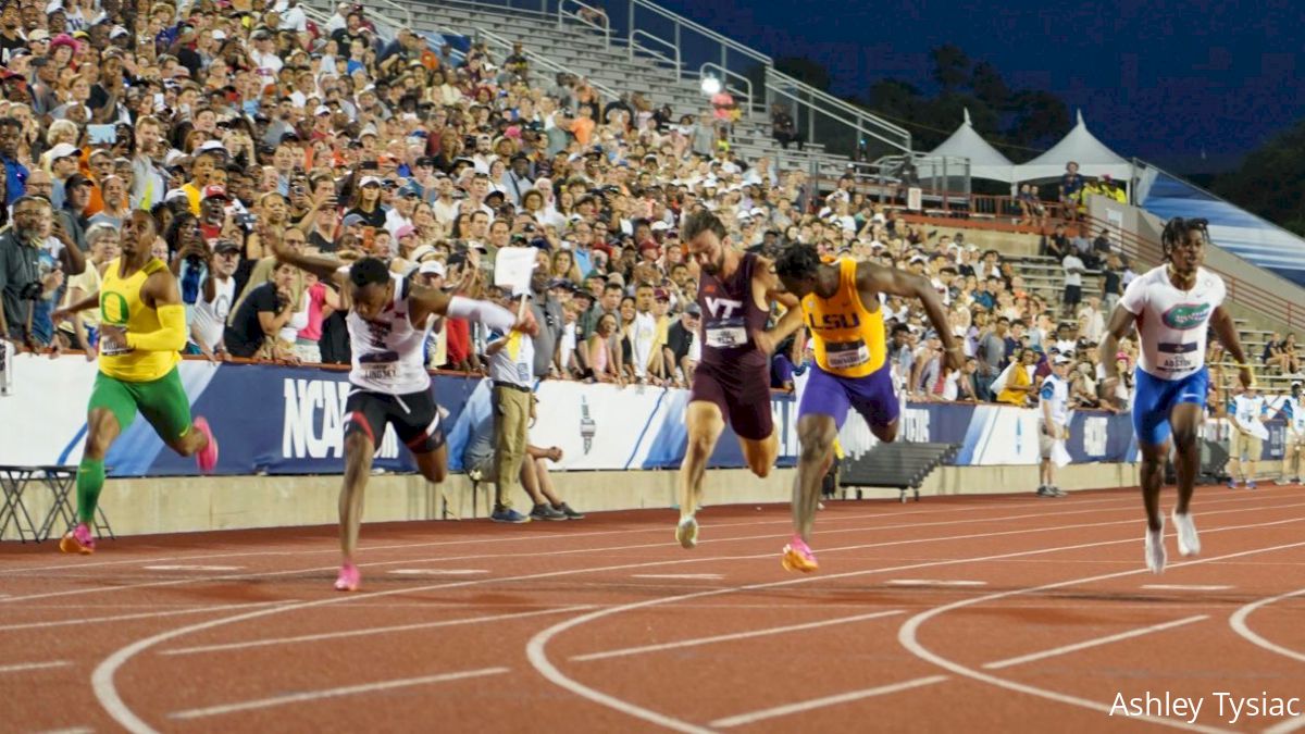 Courtney Lindsey of Texas Tech Dips To Win 100m Title At NCAA Championships