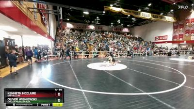 98 lbs Quarterfinal - Oliver Wisniewski, Lincoln Middle School vs Kenneth McClure, Greybull MS