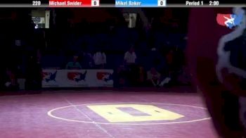 220 lbs 7th-place-match Michael Swider Illinois vs. Mikel Baker Oklahoma