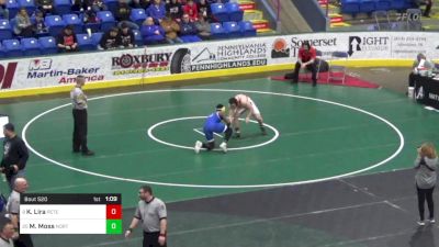 172 lbs Round Of 32 - Kaleb Lira, Peters Township vs Mareahn Moss, North East