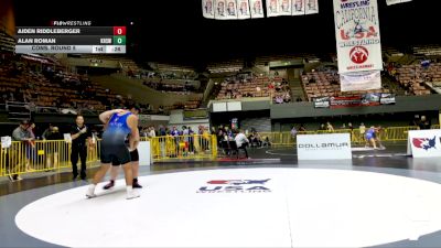 Open Men - 125 lbs Cons. Round 5 - Aiden Riddleberger vs Alan Roman, Kerman High School Wrestling