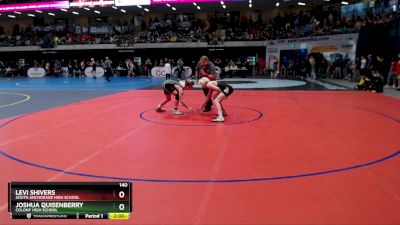 140 lbs Quarterfinal - Joshua Quisenberry, Colony High School vs Levi Shivers, South Anchorage High School