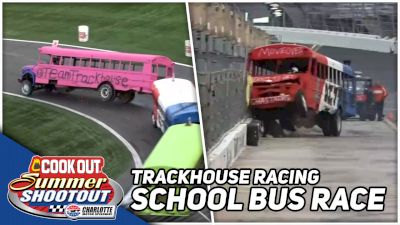Trackhouse Racing Hosts Chaotic School Bus Race At Charlotte Motor Speedway