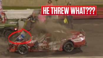 Burt Myers Throws Bucket Of Speedy Dry At Competitor's Car At Bowman Gray Stadium