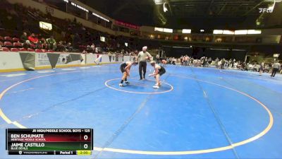 125 lbs Quarterfinal - Jaime Castillo, Blue Devils vs Ben Schumate, Heritage Middle School