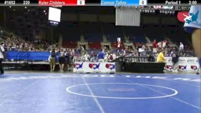 220 lbs round-5 Kyler Childers Oklahoma vs. Connor Tolley Indiana