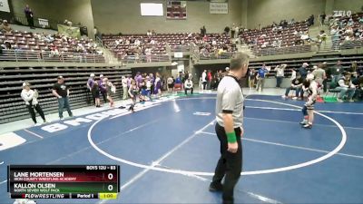 83 lbs Cons. Round 2 - Lane Mortensen, Iron County Wrestling Academy vs Kallon Olsen, North Sevier Wolf Pack