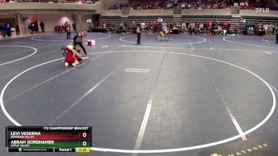 172 Championship Bracket Cons. Round 5 - Levi Veskrna, Brandon Valley vs Abram Gordhamer, Apple Valley