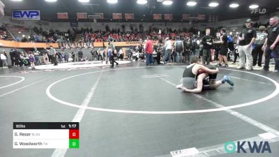 90 lbs Quarterfinal - Grayson Reser, Blanchard Youth Wrestling Club vs Gavin Woodworth, Tuttle Wrestling