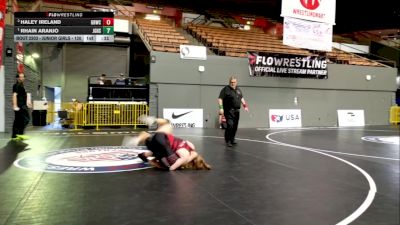 Junior Girls - 120 lbs Cons. Semis - Rhain Aranjo, John Glenn High School Wrestling vs Haley Ireland, Golden Hawks Wrestling Club