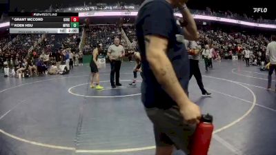 4A 120 lbs Champ. Round 1 - Grant McCord, Grimsley Senior High School vs Koen Hsu, Myers Park High School