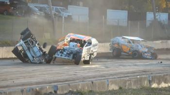 Hard Backstretch Crash At Orange County Fair Speedway