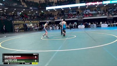 125 lbs Champ. Round 1 - Sawyer Love, Susitna Valley Jr/Sr High School vs Brandon Ayapan, Bethel High School