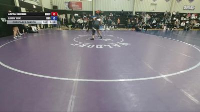 207 Open 3rd Place Match - Libby Dix, Iowa vs Aniya Herbin, Minot State