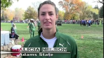 Alicia Nelson of Adams State talks about her season before  2012 RMAC Championships