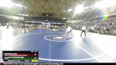 157 lbs Semifinal - Samson Kjar, Liberty Warriors Wrestling Academy vs Magnus Michaelson, NWWC