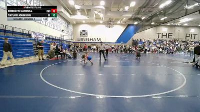 56 lbs Champ. Round 1 - Taylor Johnson, Timpanogos Wrestling vs Breklyn Carroll, Altamont Longhorns
