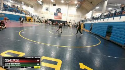 117-126 lbs Round 2 - August Teten, Powell Middle School vs David Espinoza, Worland Middle School