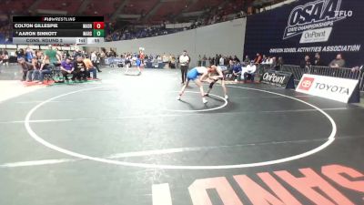 4A Boys 165 lbs Cons. Round 2 - Aaron Sinnott, Marshfield Boys vs Colton Gillespie, Madras Boys