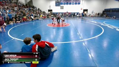 90 lbs Champ. Round 1 - Liam Weglin, Torrington Middle School vs Jack Twamley, McCormick Jr. High