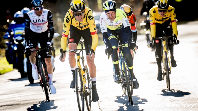 Tiesj Benoot on his way to winning Kuurne-Brussels-Kuurne