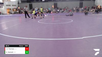 68-74 lbs Cons. Round 3 - Zander Thomas, Greencastle Youth Wrestling vs Knox Hannah, Greentown Wrestling Club