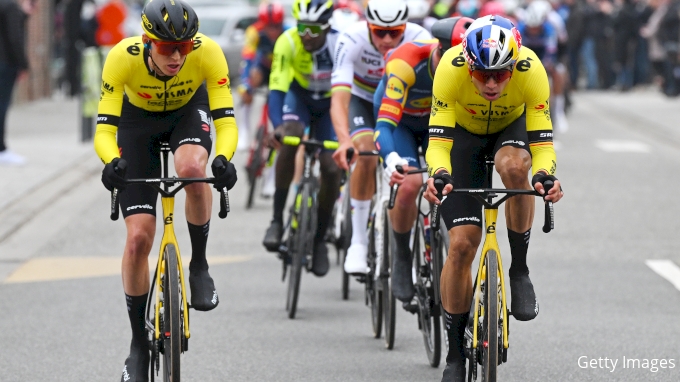 Matteo Jorgenson and Wout van Aert in the 2024 E3 Saxo Classic