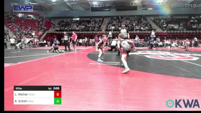 61 lbs Round Of 16 - Logan Weiher, McAlester Youth Wrestling vs Kade Schell, Honey Badgers Wrestling Club