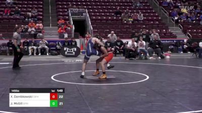 145 lbs Round Of 16 - Xavier Dombkowski, Cathedral Preparatory Sch vs James McGill, Spring Ford