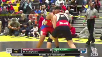 168 lbs Cons. Round 3 - Armaan Gill, 209 Wrestling Academy vs Logan M. Castro, Kerman