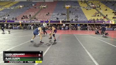 133 lbs Quarters & 1st Wb (16 Team) - Haden Hernandez, Missouri Valley vs Blake Runion, Corban University