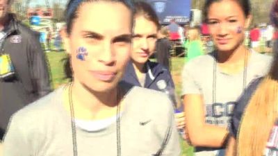 Andrea Grove-McDonough and UCONN girls after official results putting them in 8th place at 2012 NCAA XC Champs