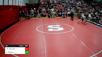 107 lbs Cons. Round 5 - Mikey Zahurak, Westmont Hilltop Hs vs Levi Anthony, River Valley Hs