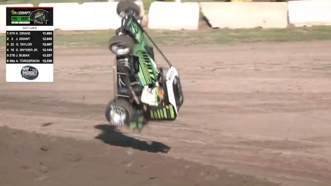 Wild Flip During USAC Midget Hot Laps At Belleville