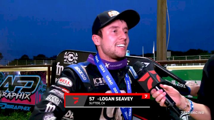 Logan Seavey Reacts After Winning First USAC Midget Fearture Of 2024 At Sweet Springs