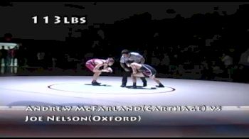 2012 Clyde Cole 113 Joe Nelson (Oxford) dec Andrew McFarland (Carthage) 6-5