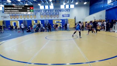 140 lbs 3rd Place Match - Allison Blanco Cruz, Cowboy Wrestling Club vs Claire O`Donnell, Unattached