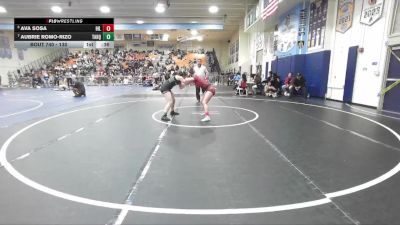 130 lbs Cons. Semi - Aubrie Romo-Rizo, Tahquitz vs Ava Sosa, Hillcrest